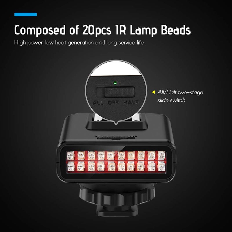 ORDRO LN-3 استوديو IRLight ضوء LED قابل لإعادة الشحن عبر USB مخصص للرؤية الليلية بالأشعة تحت الحمراء بديل متوافق مع كاميرا DSLR ملحقات إضاءة التصوير الفوتوغرافي - Image 4